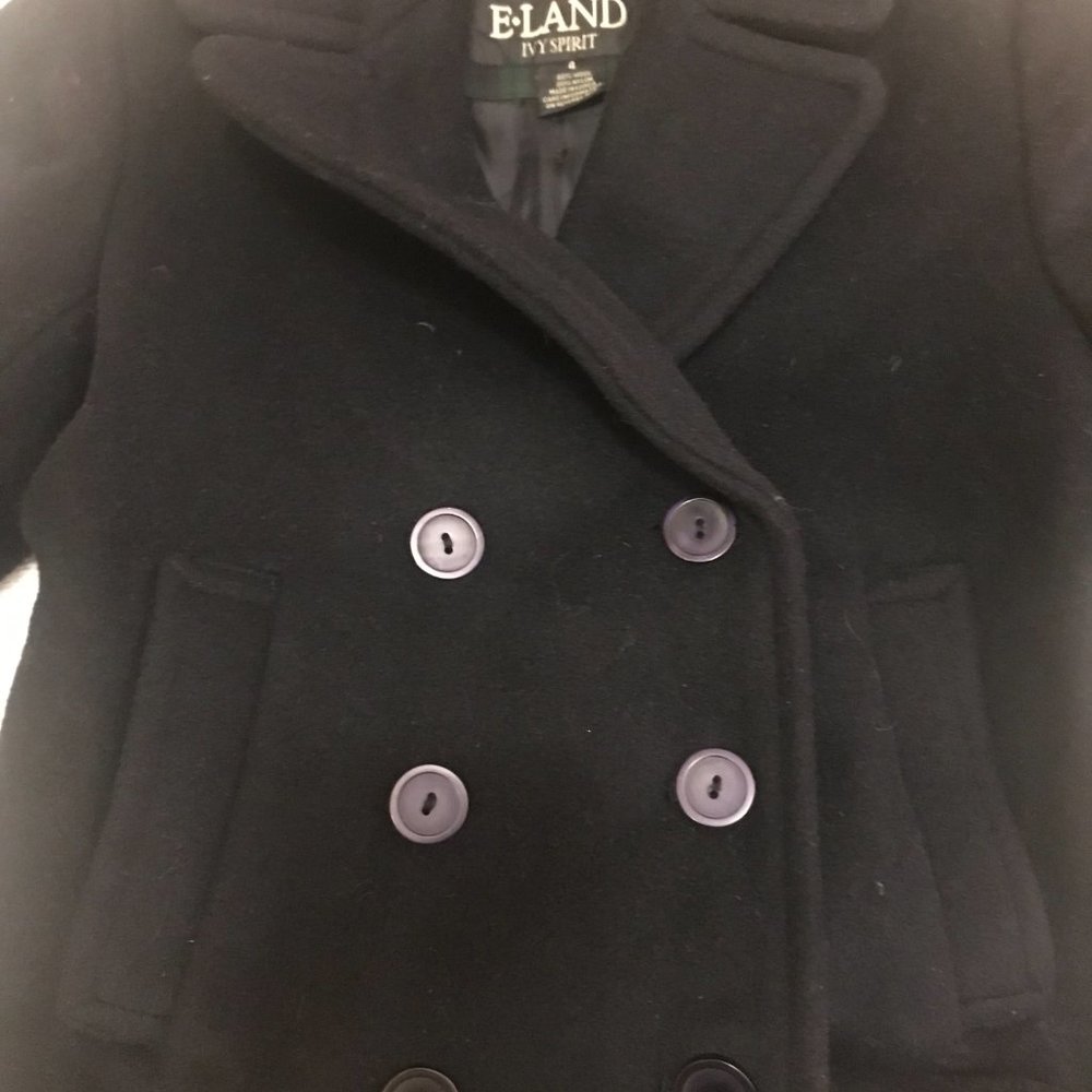 E-Land Kids Ivy Spirit - Navy lined wool pea coat Size 4